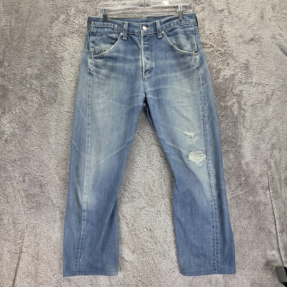 VTG Levis Engineered Jeans Mens Blue Twisted Button Fly Light Wash Fits 31x26